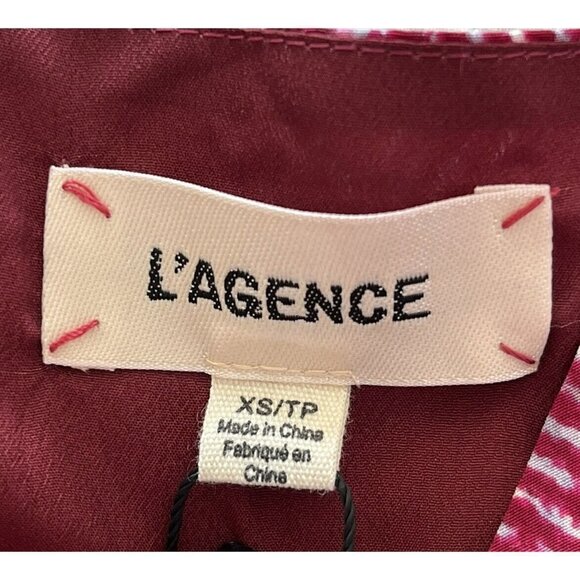 L'Agence Jane Sz XS Red Chevron Pattern 100% Silk V Neck Tank Top NWT - Picture 4 of 8